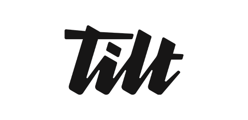 'Tilt' logo with black letters.